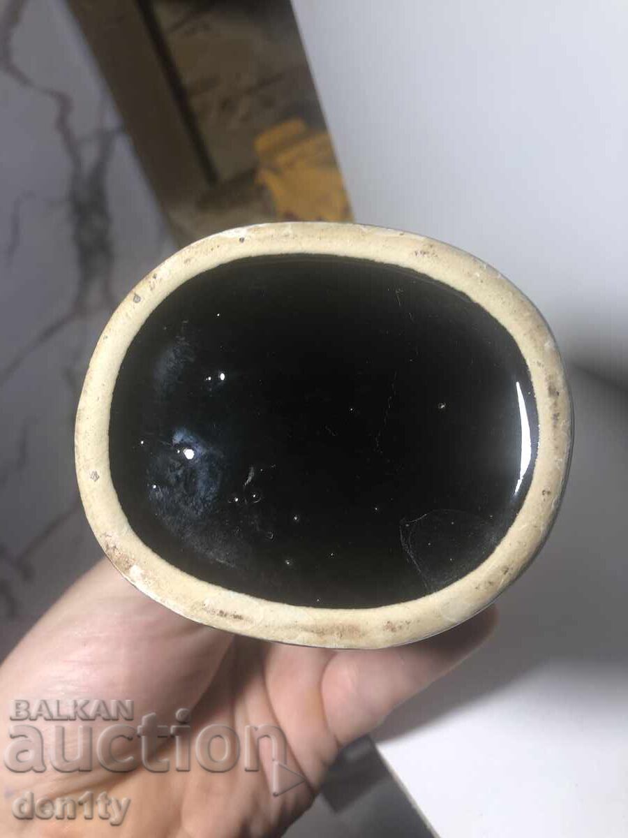 керамична ваза-кошница, мраморен ефект с камея - 5