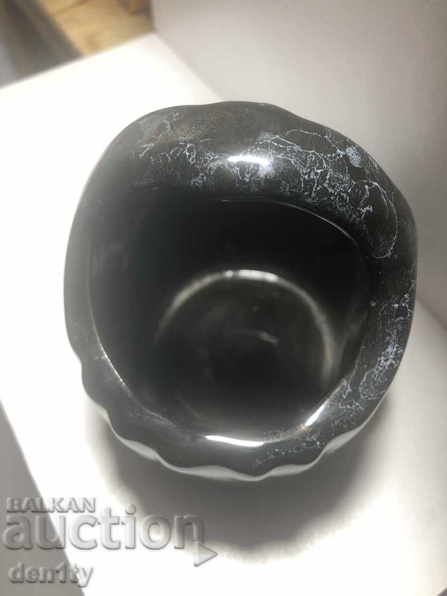 керамична ваза-кошница, мраморен ефект с камея - 6