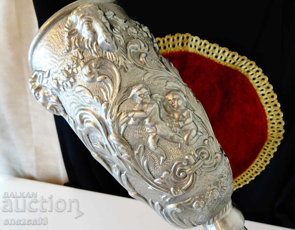 Goblet, wine glass, ram heads, angels, baroque - 5