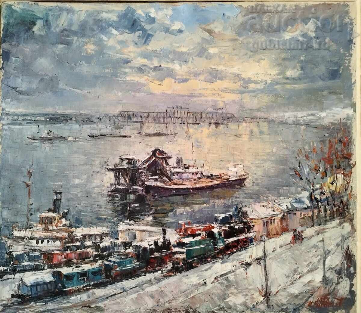 Painting "Ruse-River Station", 1970, artist K. Stanchev (1906-1988) with price € 4400.00 | 8605.65 BGN