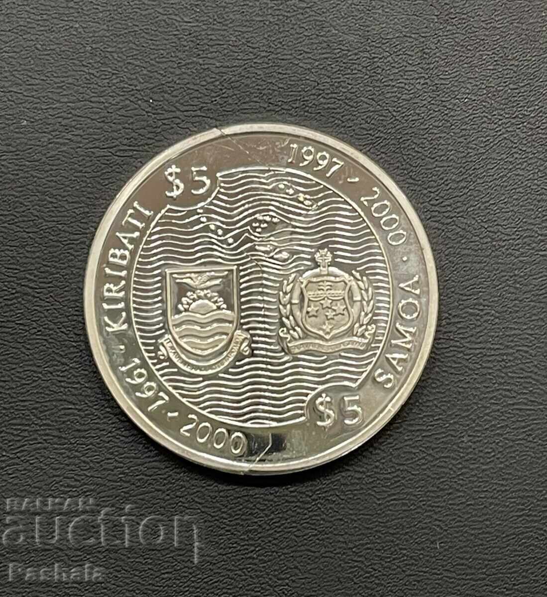 5 Kiribati Dollars and 5 Samoan Dollars 2000 with price 95.00 BGN | € 48.57