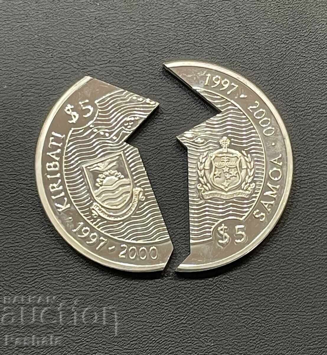 5 Kiribati Dollars and 5 Samoan Dollars 2000