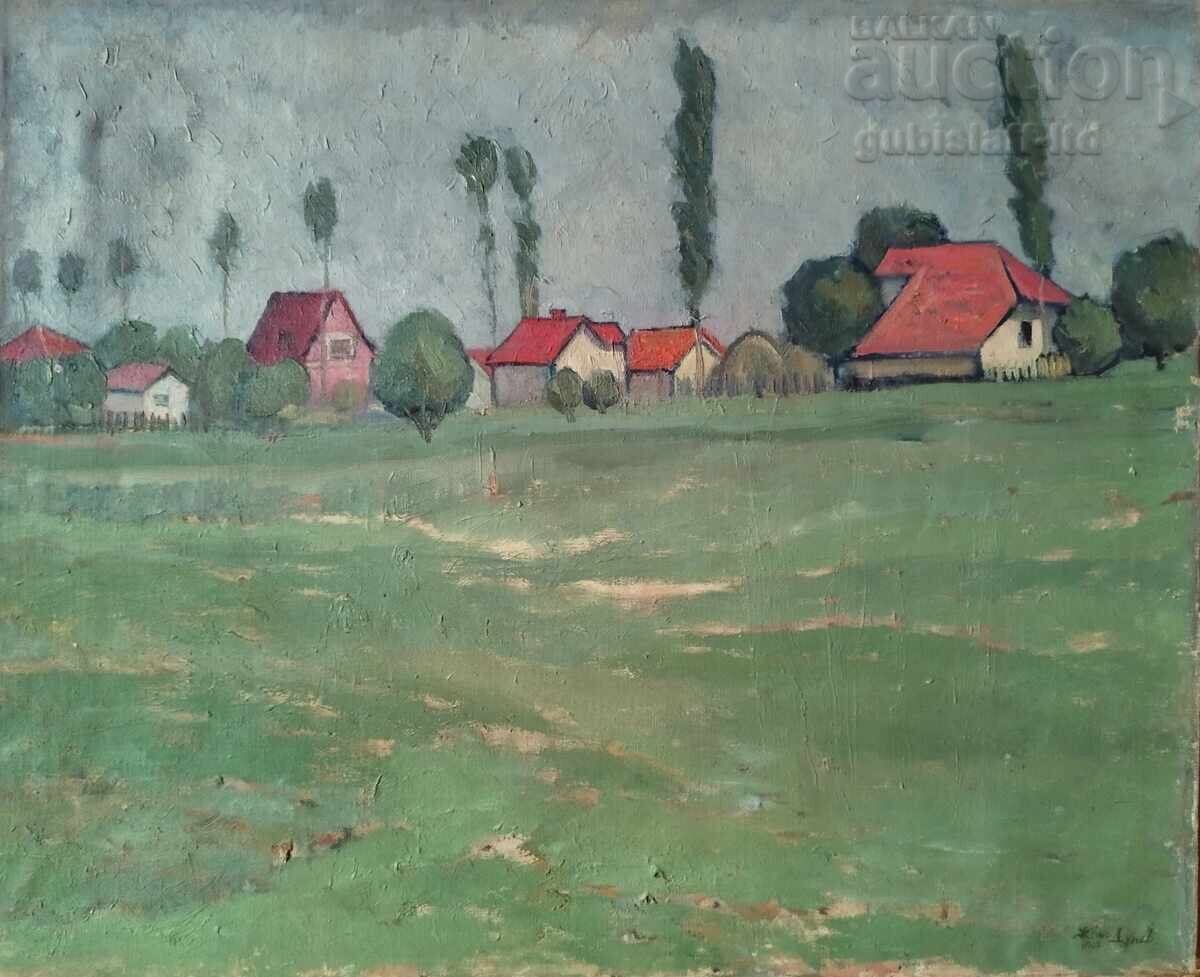 Πίνακας, τοπίο, 1962, ζωγράφος Zhecho Dunev (1926-1975)