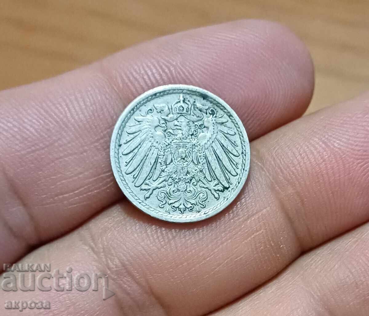 5 πένινγκ Γερμανία 1914/Α με τιμή 2.50 BGN | € 1.28 5 πένινγκ Γερμανία 1914/Α με τιμή 2.50 BGN | € 1.28