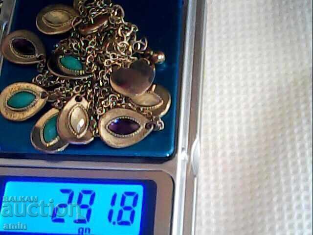 стар красиво среберно колие сес естествени камени 30гр - 6