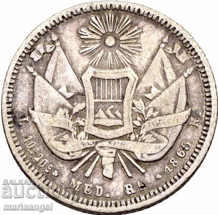 Guatemala Medio 1/2 Real 1865 mintage 57,000 pcs. - rare - 5 Guatemala Medio 1/2 Real 1865 mintage 57,000 pcs. - rare - 5