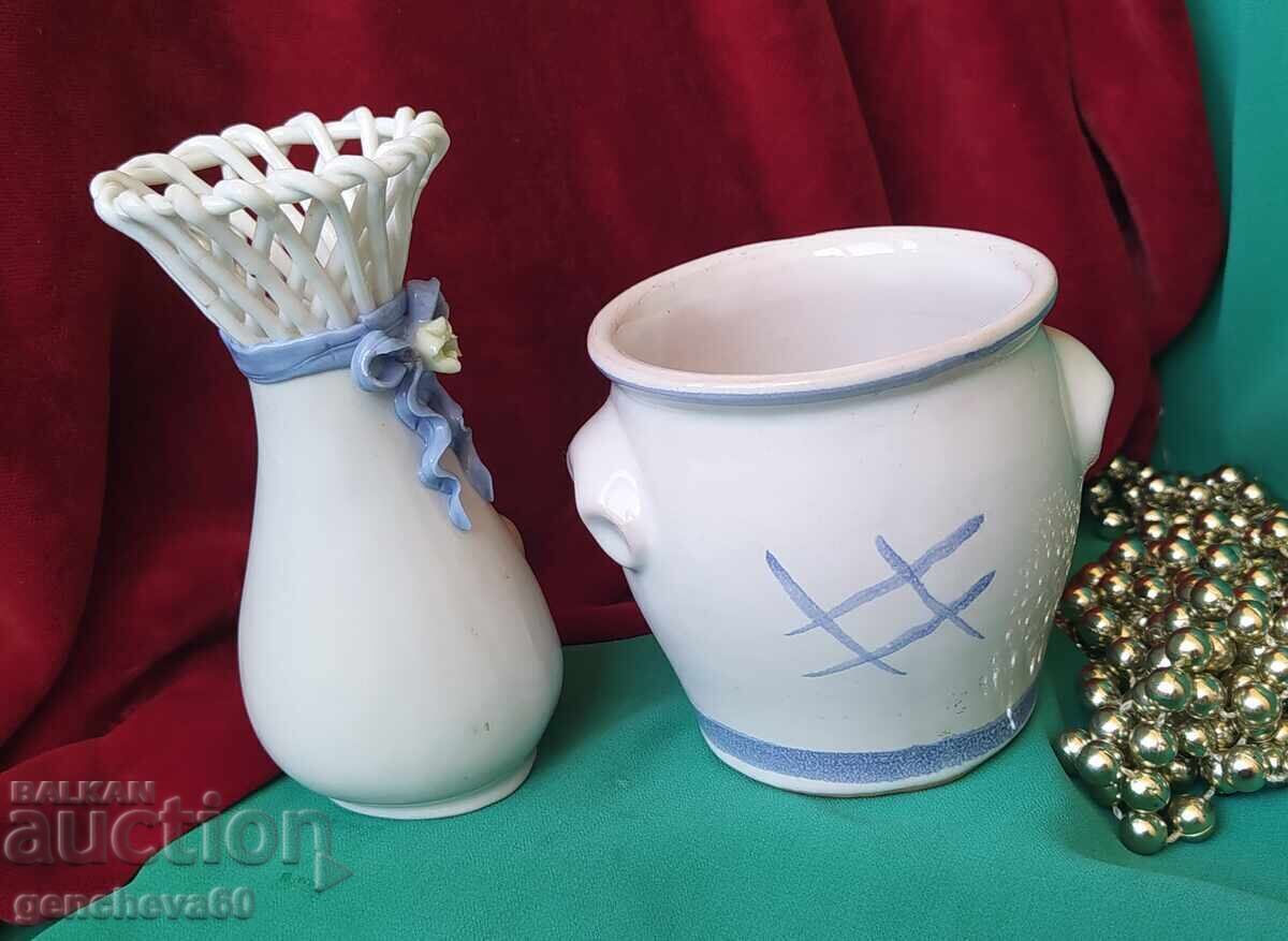 Licitație Vază și borcan din porțelan retro, frumoase, RDG