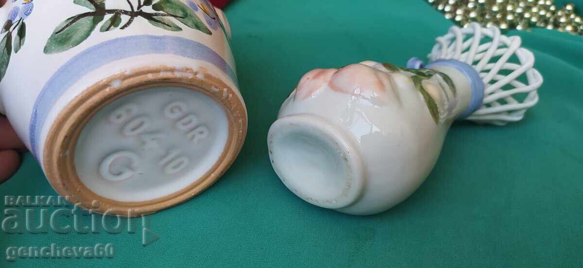 Παράδοση Όμορφη ρετρό πορσελάνινο βάζο και βάζο GDR