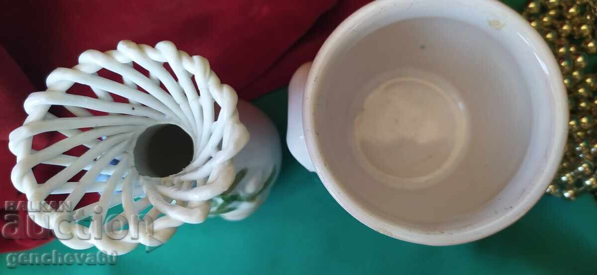 Όμορφη ρετρό πορσελάνινο βάζο και βάζο GDR - 5