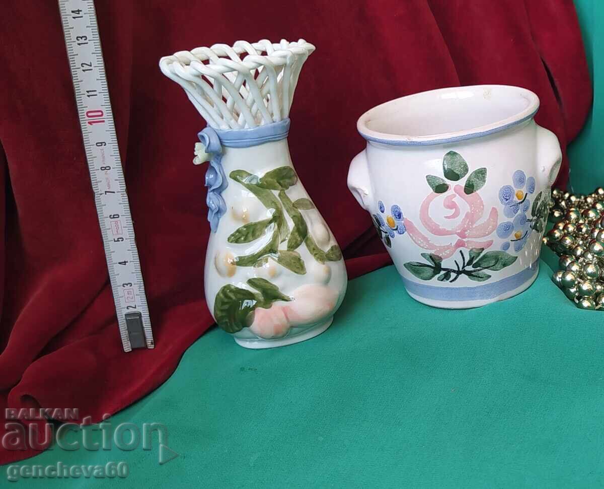 Όμορφη ρετρό πορσελάνινο βάζο και βάζο GDR
