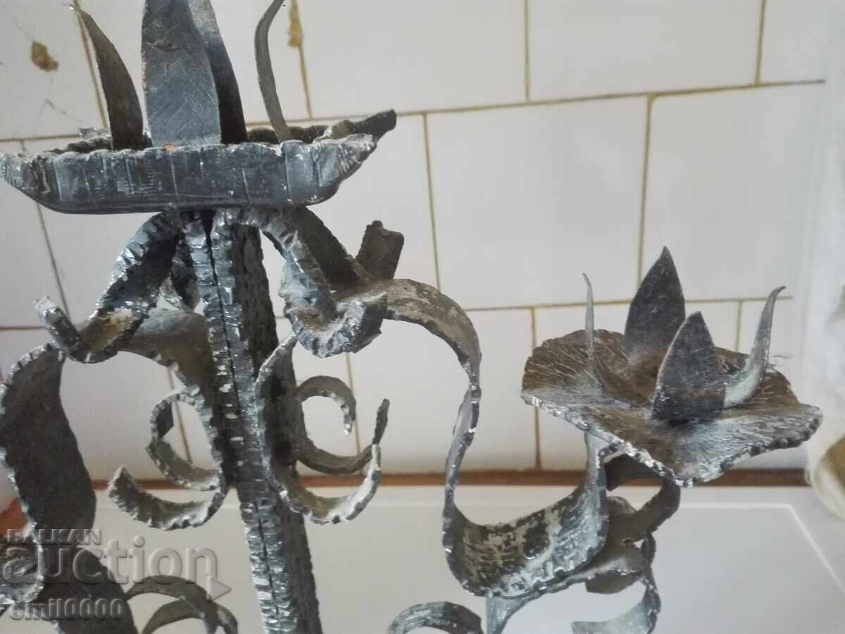 Old metal candlestick trio - 5 Old metal candlestick trio - 5