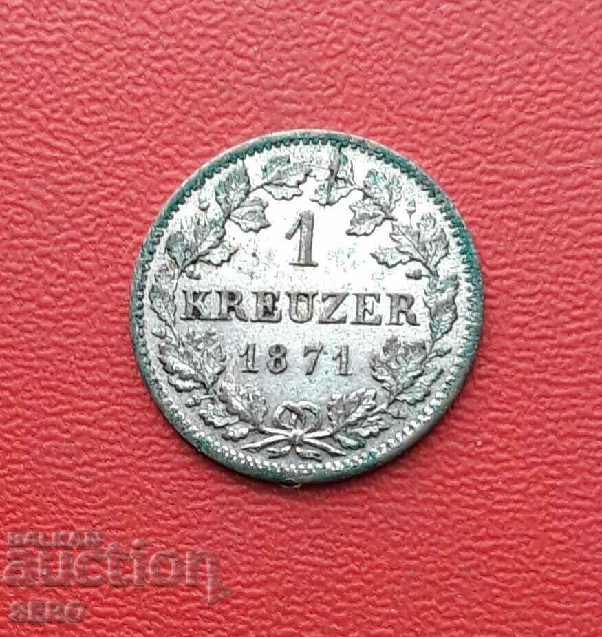 Germania-Bavaria-1 Kreuzer 1871-foarte bine conservat-matriță fisurată Germania-Bavaria-1 Kreuzer 1871-foarte bine conservat-matriță fisurată