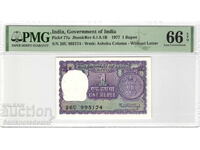 India 1 Rupie 1977 PMG 65 Pick 77u Unc