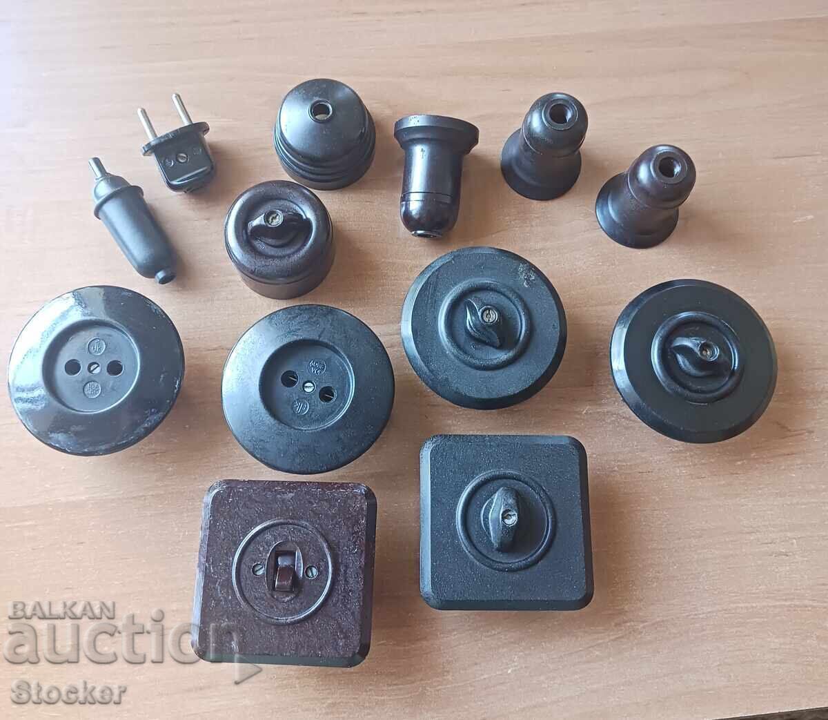 BAKELITE keys, sockets, contacts LOT