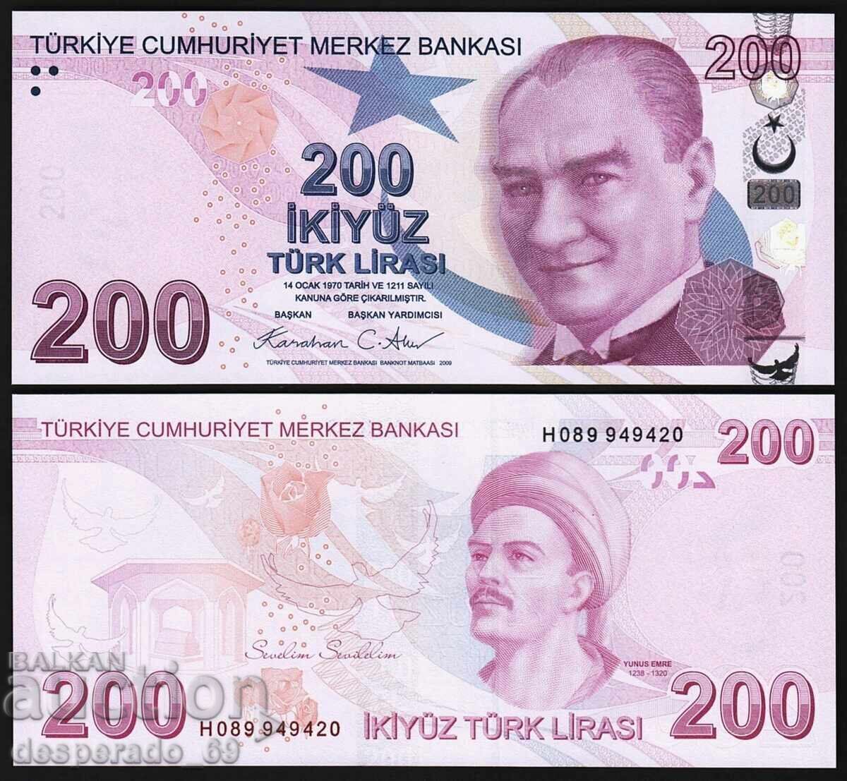 (¯`'•.¸ ΤΟΥΡΚΙΑ 200 λίρες 2009 (2024) UNC ¸.•'´¯) (¯`'•.¸ ΤΟΥΡΚΙΑ 200 λίρες 2009 (2024) UNC ¸.•'´¯)