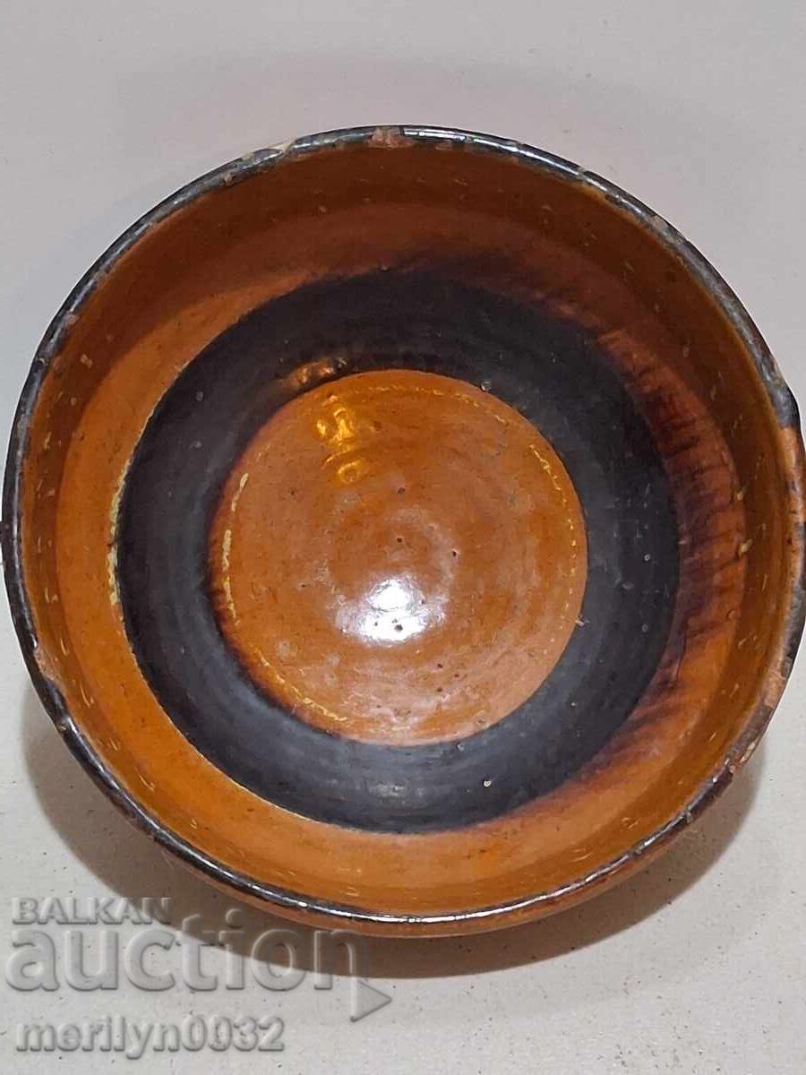 Old glazed panica bowl, rare ceramic