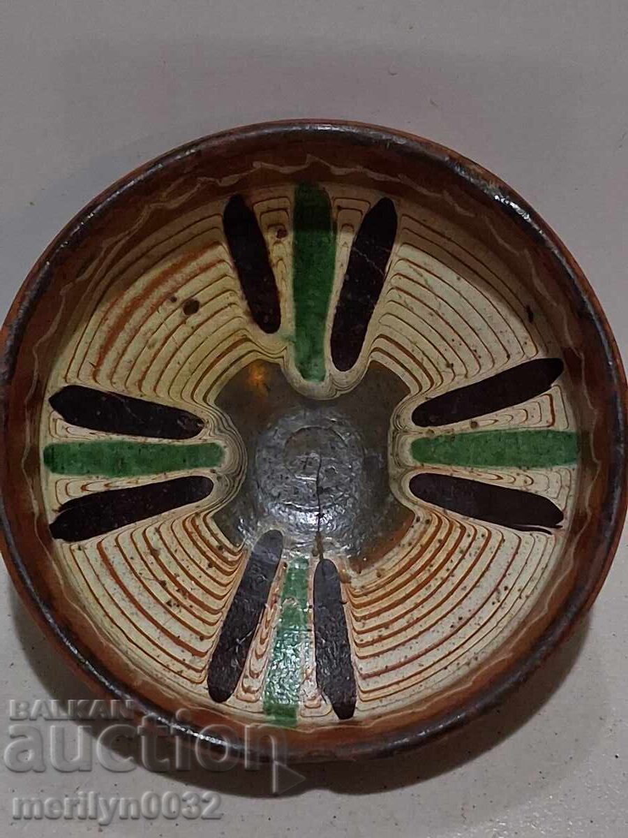 Old glazed panica bowl, rare ceramic