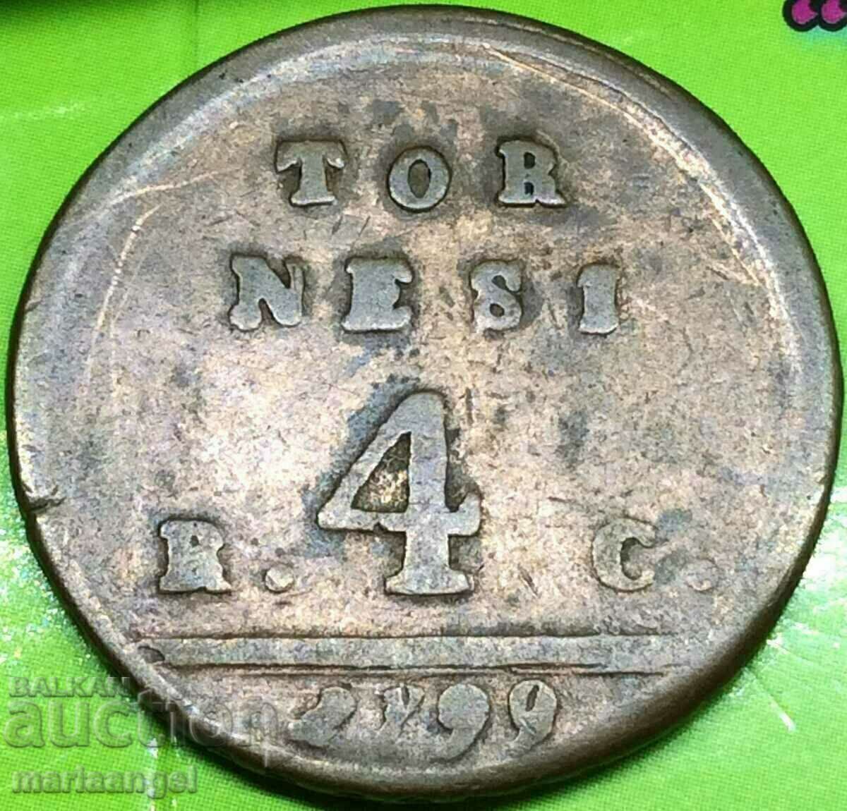 Δημοπρασία Νάπολη 4 Tornesi 1799 Ιταλία Ferdinand IV R2!!!