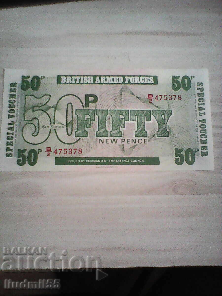 Στρατιωτικό χαρτονόμισμα - Ηνωμένο Βασίλειο - 50 πένες UNC Στρατιωτικό χαρτονόμισμα - Ηνωμένο Βασίλειο - 50 πένες UNC