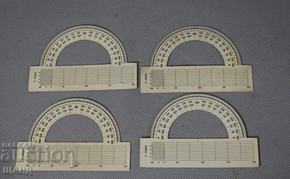 4 Instrumente de măsurare din metal, tip protractor, vechi