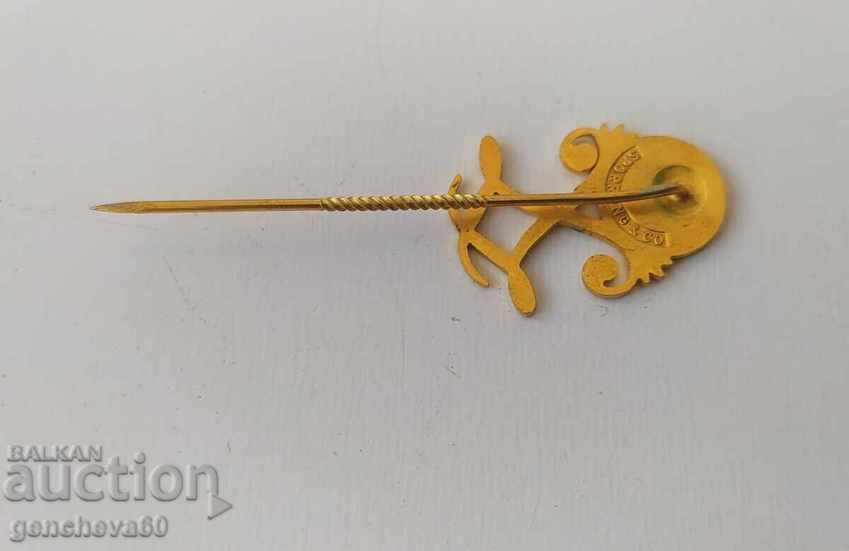 Доставка на Антикварна игла Кралска шведска марка SPORRONG & CO позлата