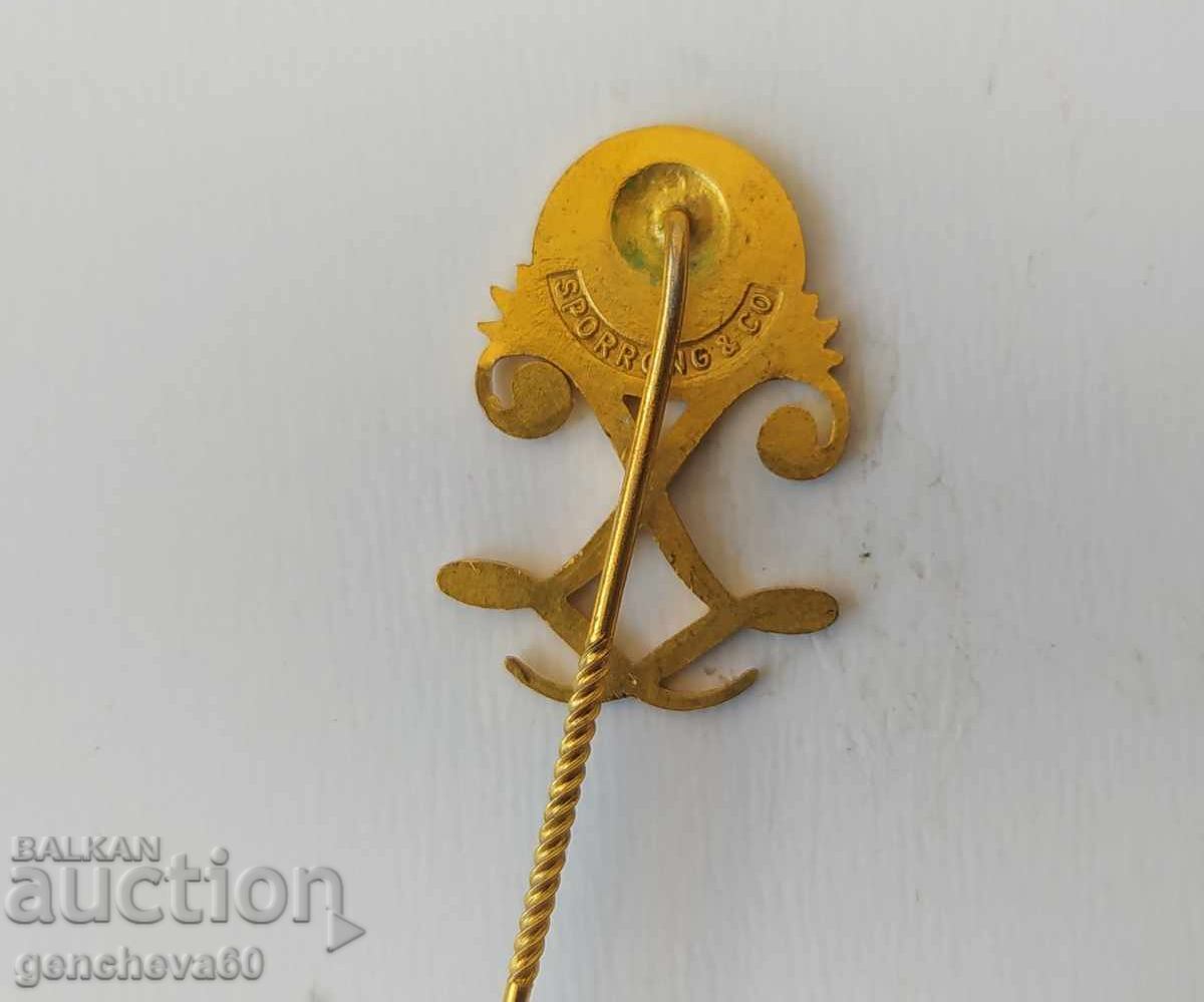 Антикварна игла Кралска шведска марка SPORRONG & CO позлата - 5