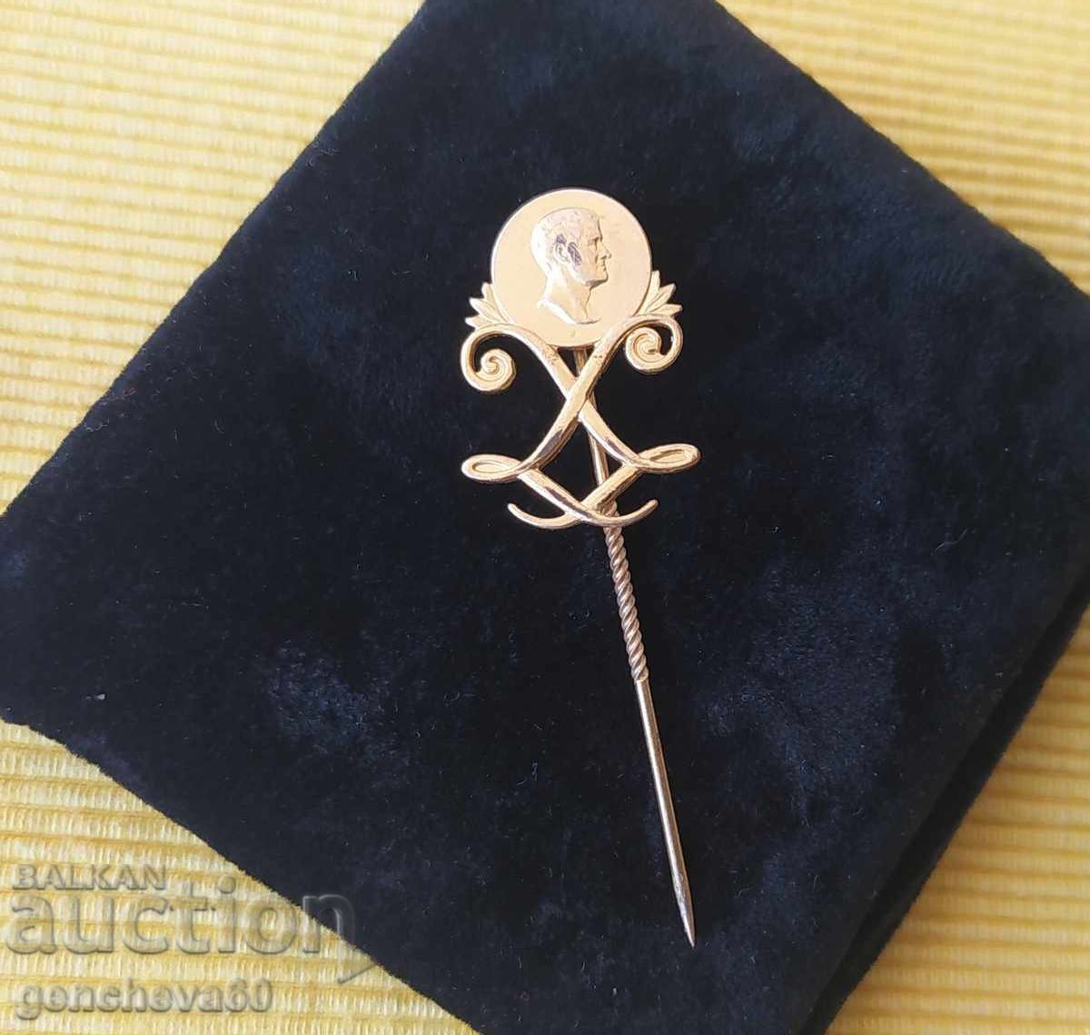 Антикварна игла Кралска шведска марка SPORRONG & CO позлата - 6