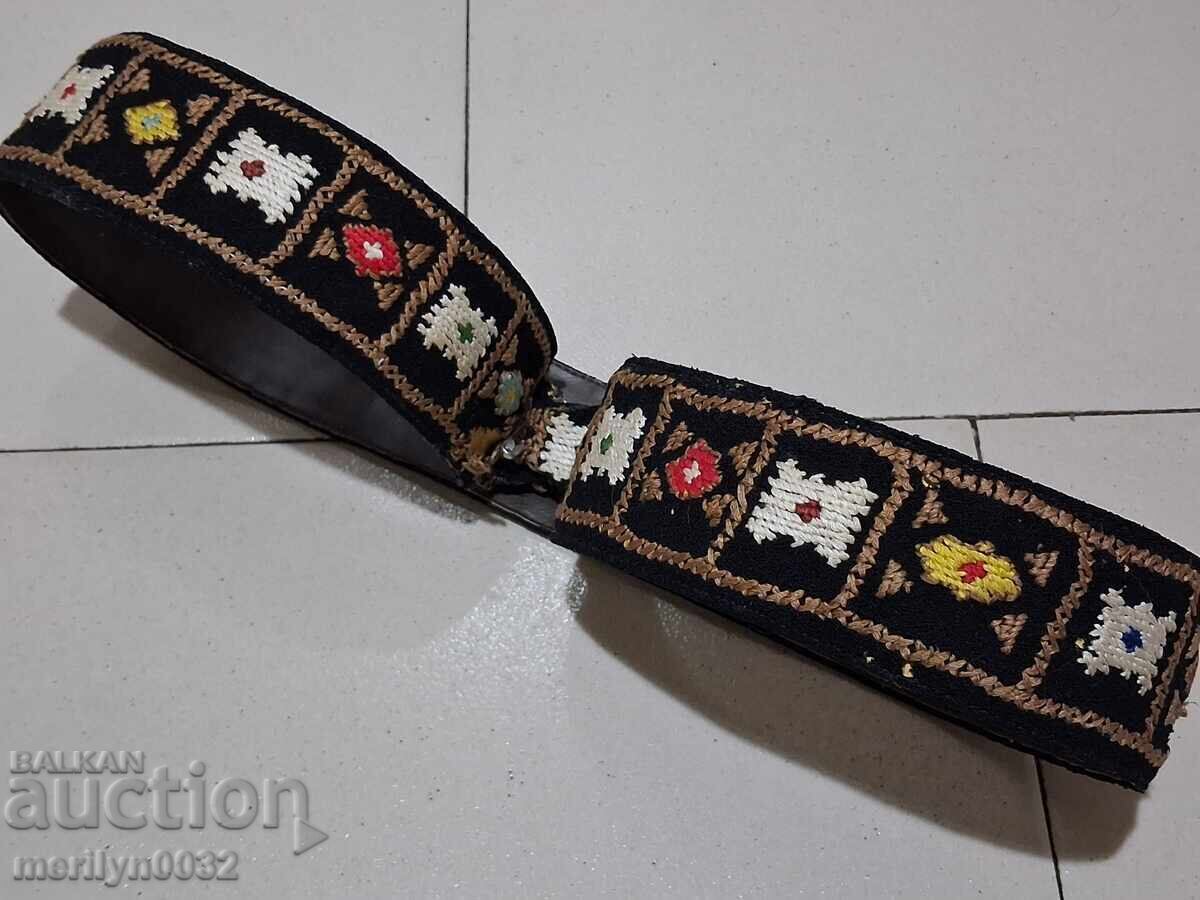 Old belt for buckles, leather belt, folk costume - 5