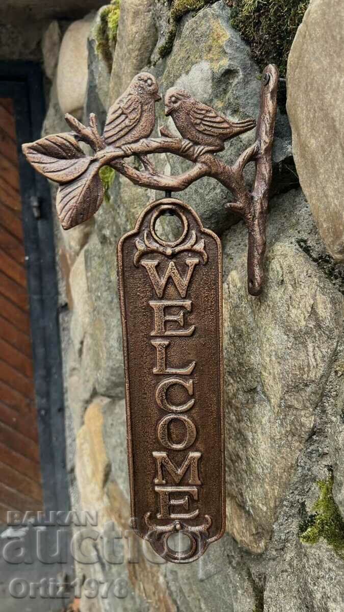 Large, German, rotating sign Welcome, 40 cm - Cast iron with price 54.00 BGN | € 27.61