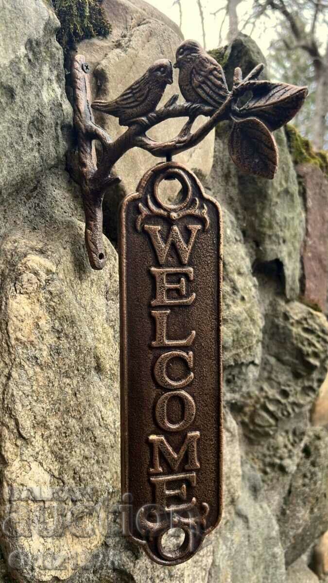 Auction  Large, German, rotating sign Welcome, 40 cm - Cast iron
