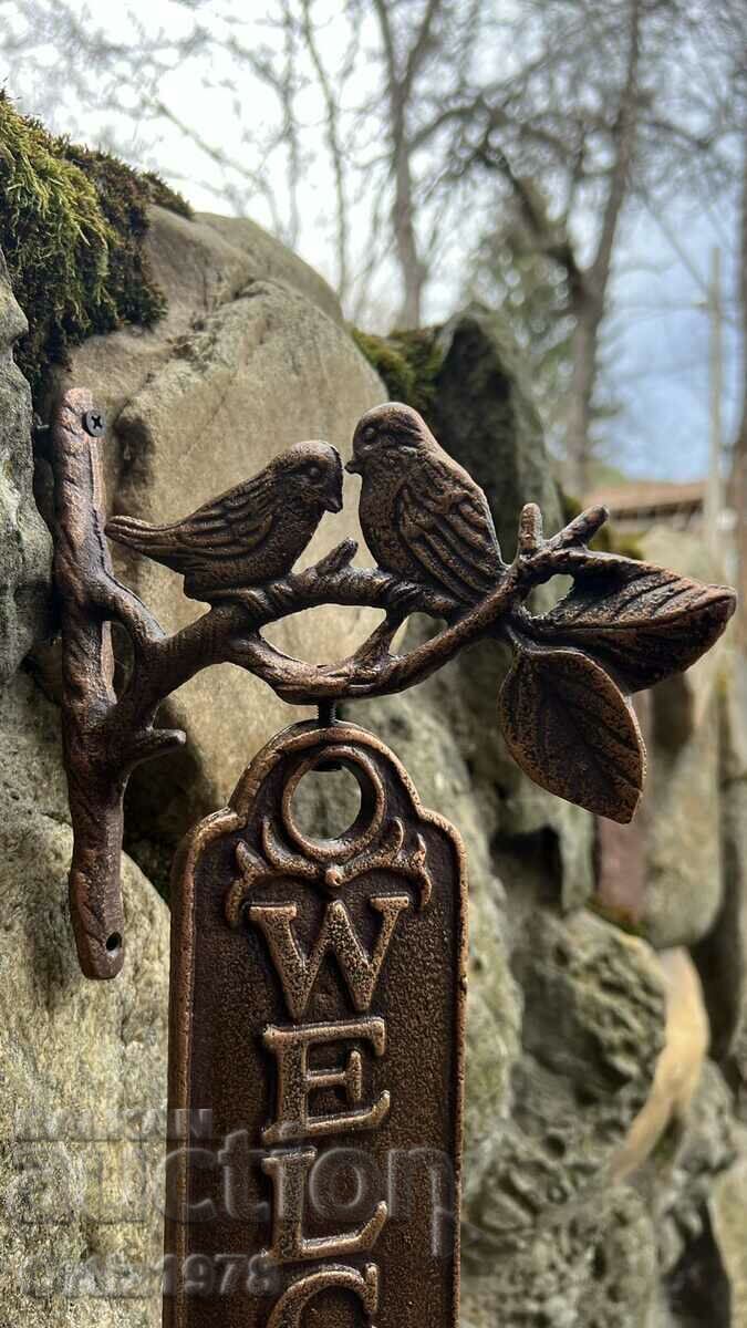 Delivery of Large, German, rotating sign Welcome, 40 cm - Cast iron