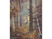 Tablou ulei pe pânză peisaj forestier 1991