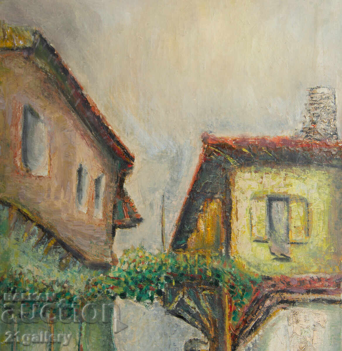 Old oil painting, rural landscape - 5