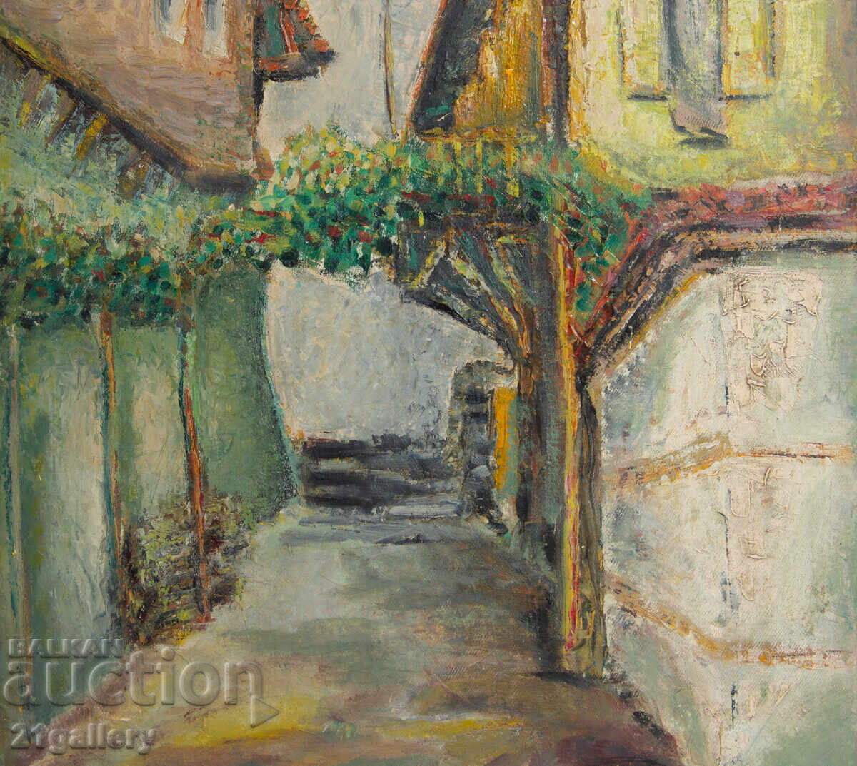 Old oil painting, rural landscape - 6