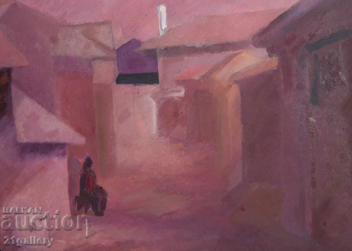 Oil painting, rural landscape, 1979 with price 440.00 BGN | € 224.97