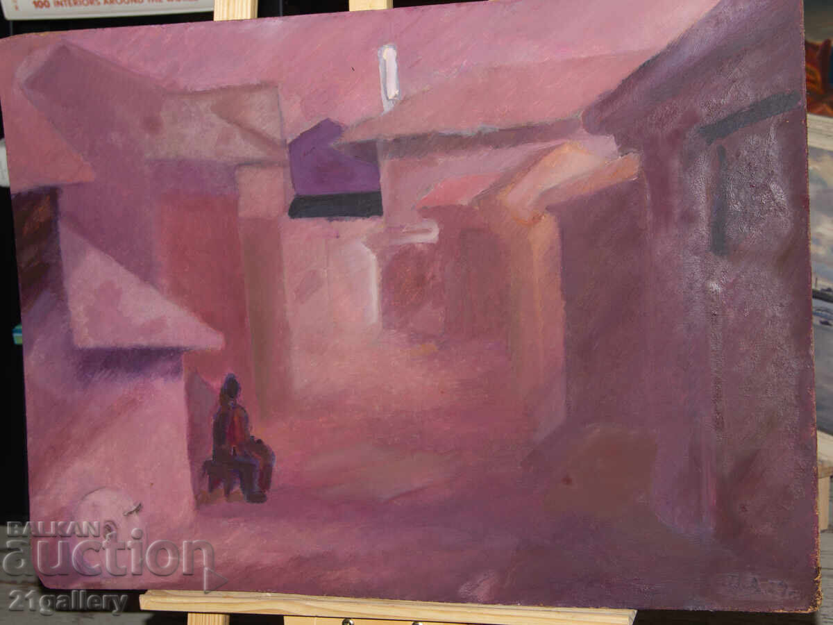 Auction  Oil painting, rural landscape, 1979