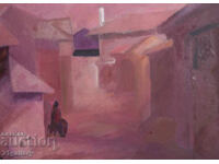 Oil painting, rural landscape, 1979