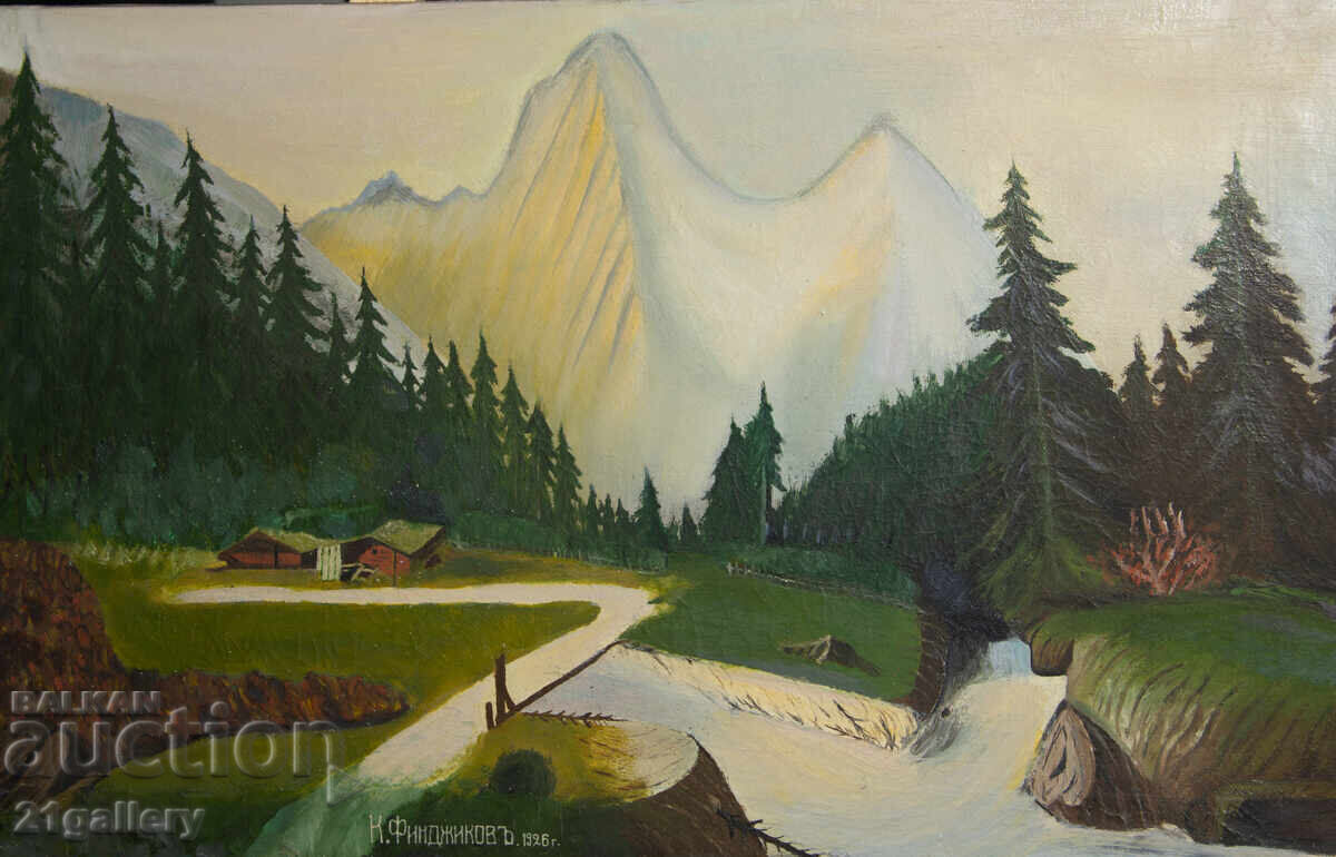 1926 g. Tablou ulei pe pânză peisaj semnat cu preț 900.00 BGN | € 460.16