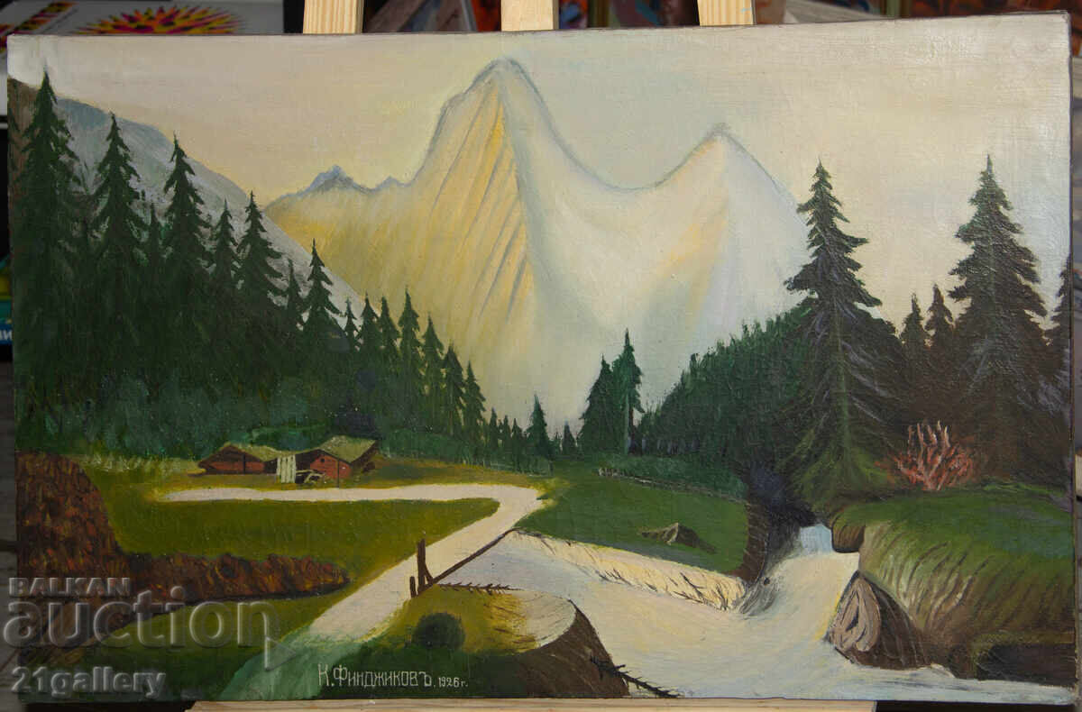 Licitație 1926 g. Tablou ulei pe pânză peisaj semnat