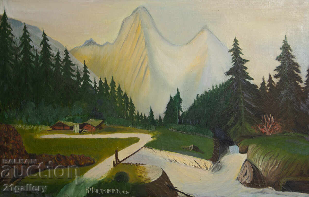 1926 g. Tablou ulei pe pânză peisaj semnat