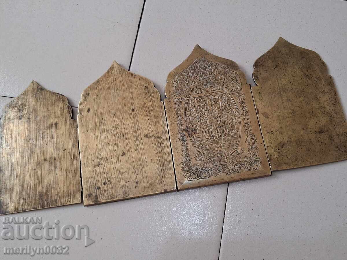 Доставка на Квадриптих руска полева икона емайл нач 19-ти в триптих Исус