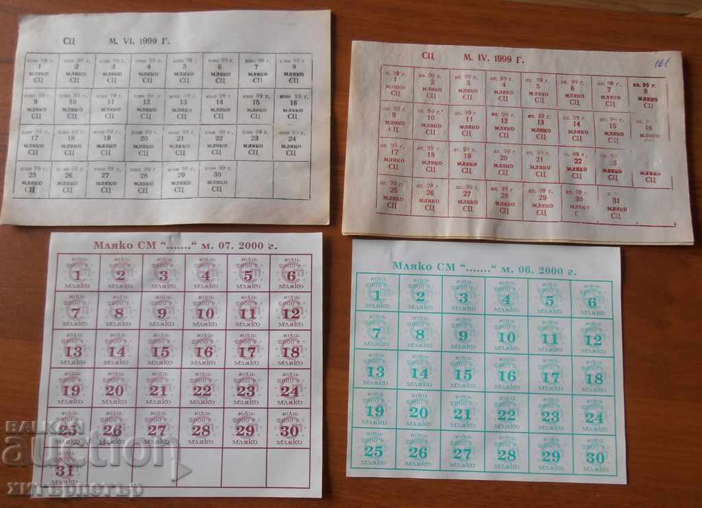 Milk coupons from the factory 1999 and 2000