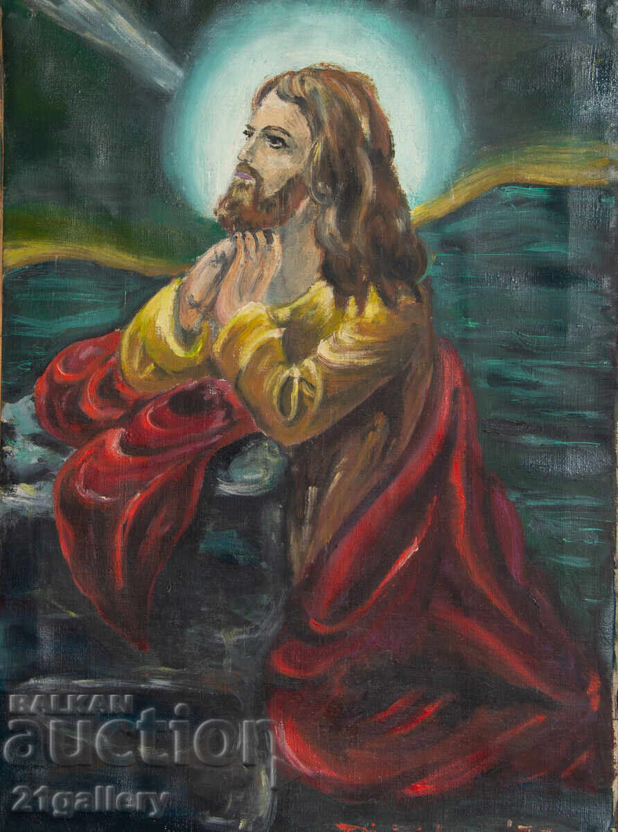 Tablou ulei pe pânză, tematică religioasă, Iisus Hristos cu preț 400.00 BGN | € 204.52 Tablou ulei pe pânză, tematică religioasă, Iisus Hristos cu preț 400.00 BGN | € 204.52