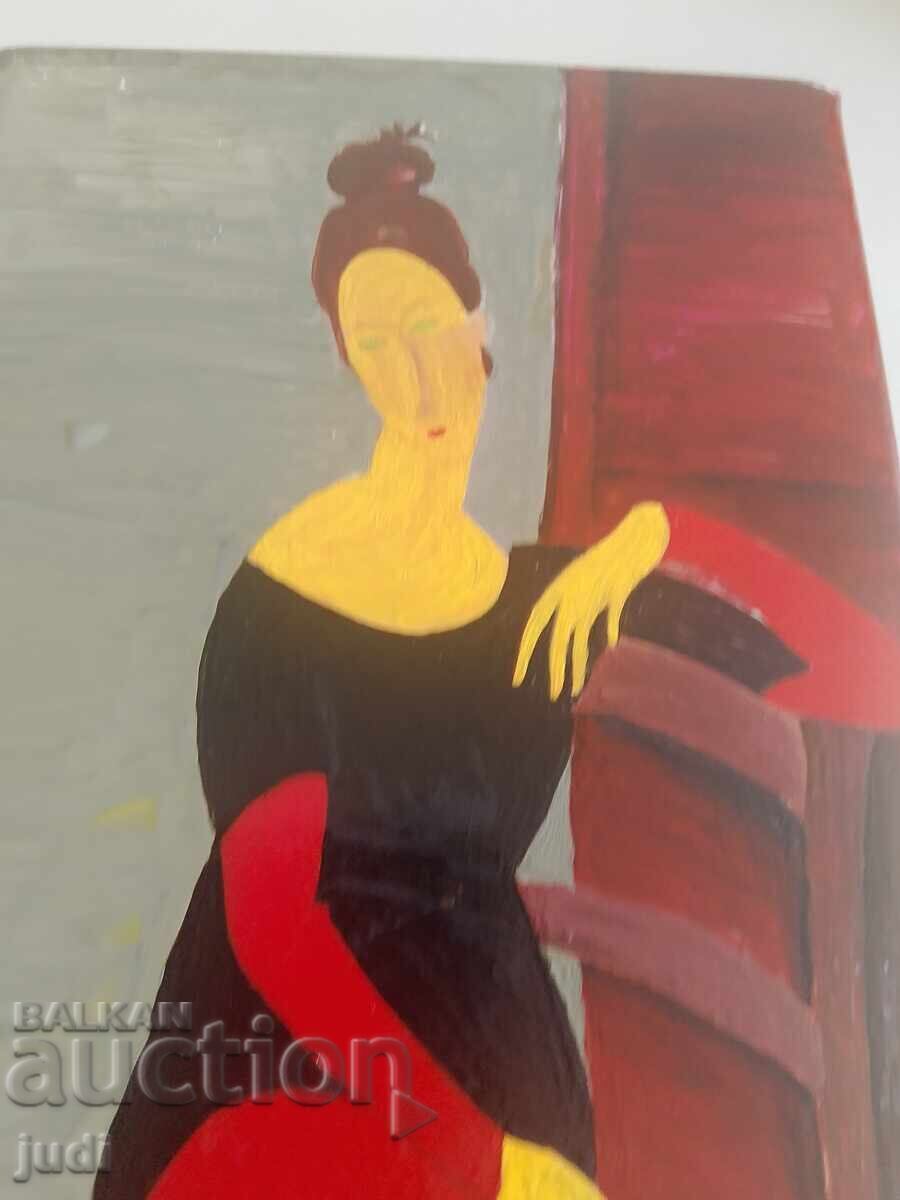 Licitație Pictură în ulei Amedeo Modigliani copie vază de sticlă Licitație Pictură în ulei Amedeo Modigliani copie vază de sticlă