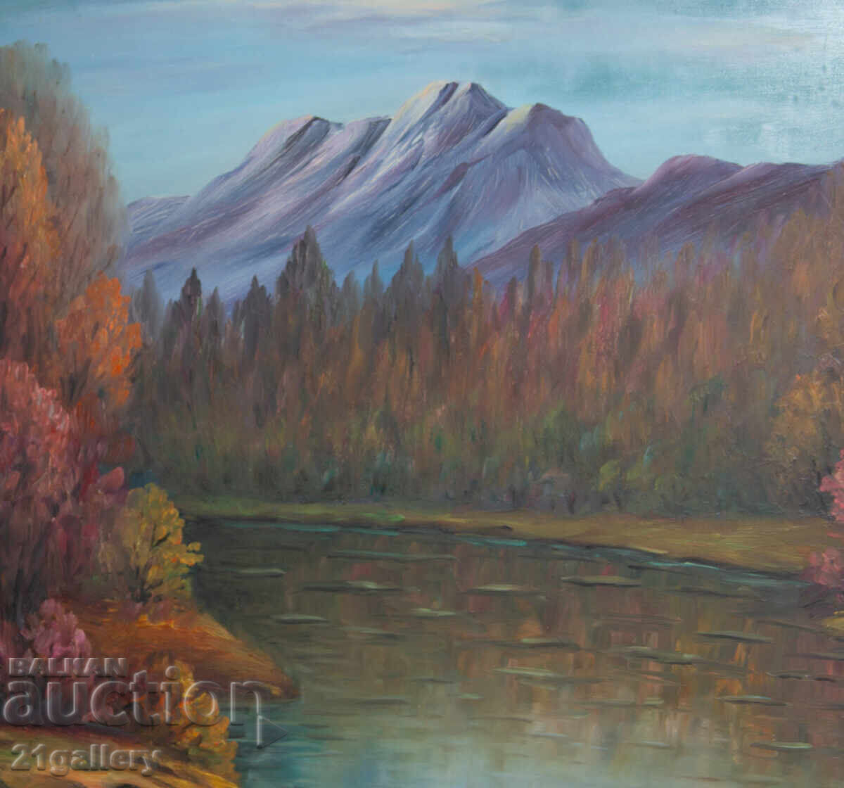 Delivery of Mountain lake landscape painting oil paint