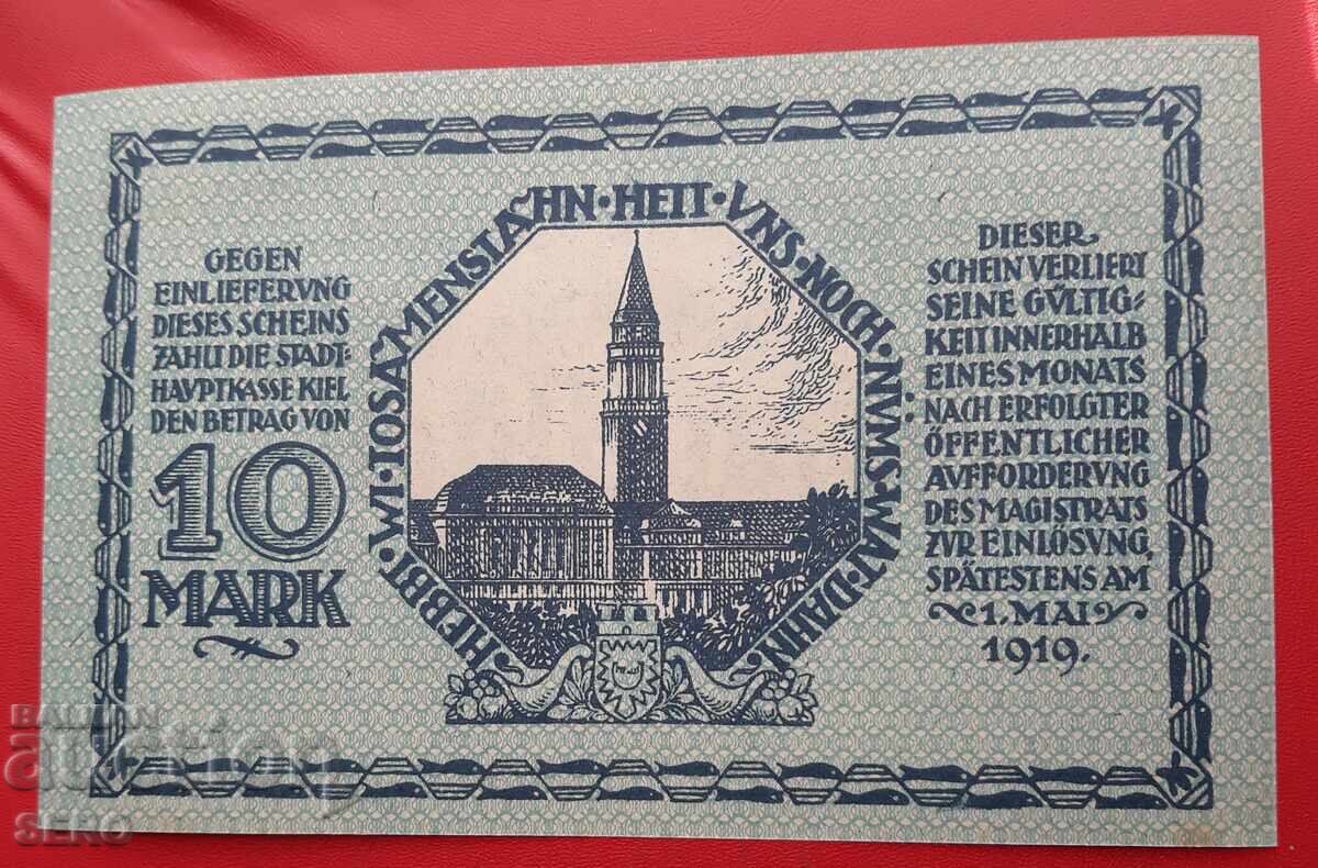 Bancnotă-Germania-Schleswig-Holstein-Kiel-10 mărci 1918 cu preț 6.00 BGN | € 3.07