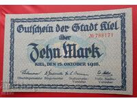 Bancnotă-Germania-Schleswig-Holstein-Kiel-10 mărci 1918