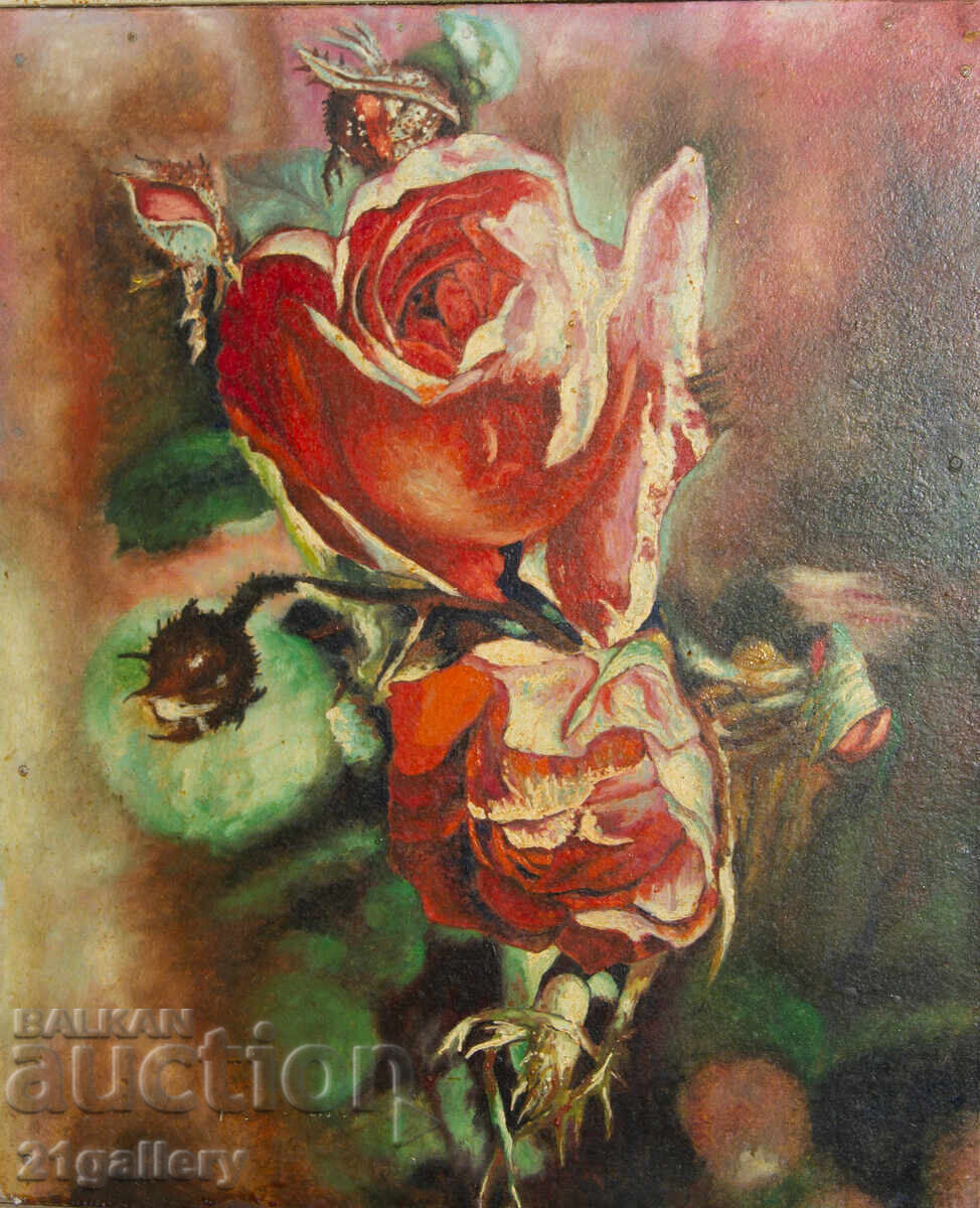 Natură statică cu trandafiri pictură ulei cu preț 250.00 BGN | € 127.82 Natură statică cu trandafiri pictură ulei cu preț 250.00 BGN | € 127.82