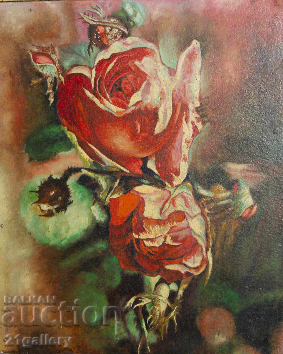 Natură statică cu trandafiri pictură ulei Natură statică cu trandafiri pictură ulei