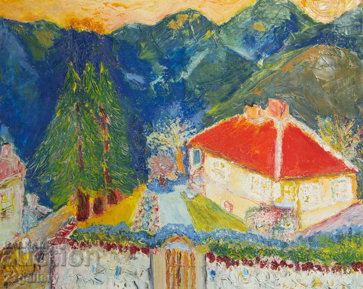 Oil painting, rural landscape, 2007 with price 440.00 BGN | € 224.97